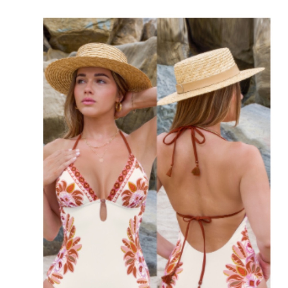 Cupshe White and Orange Floral One Piece Swimsuit